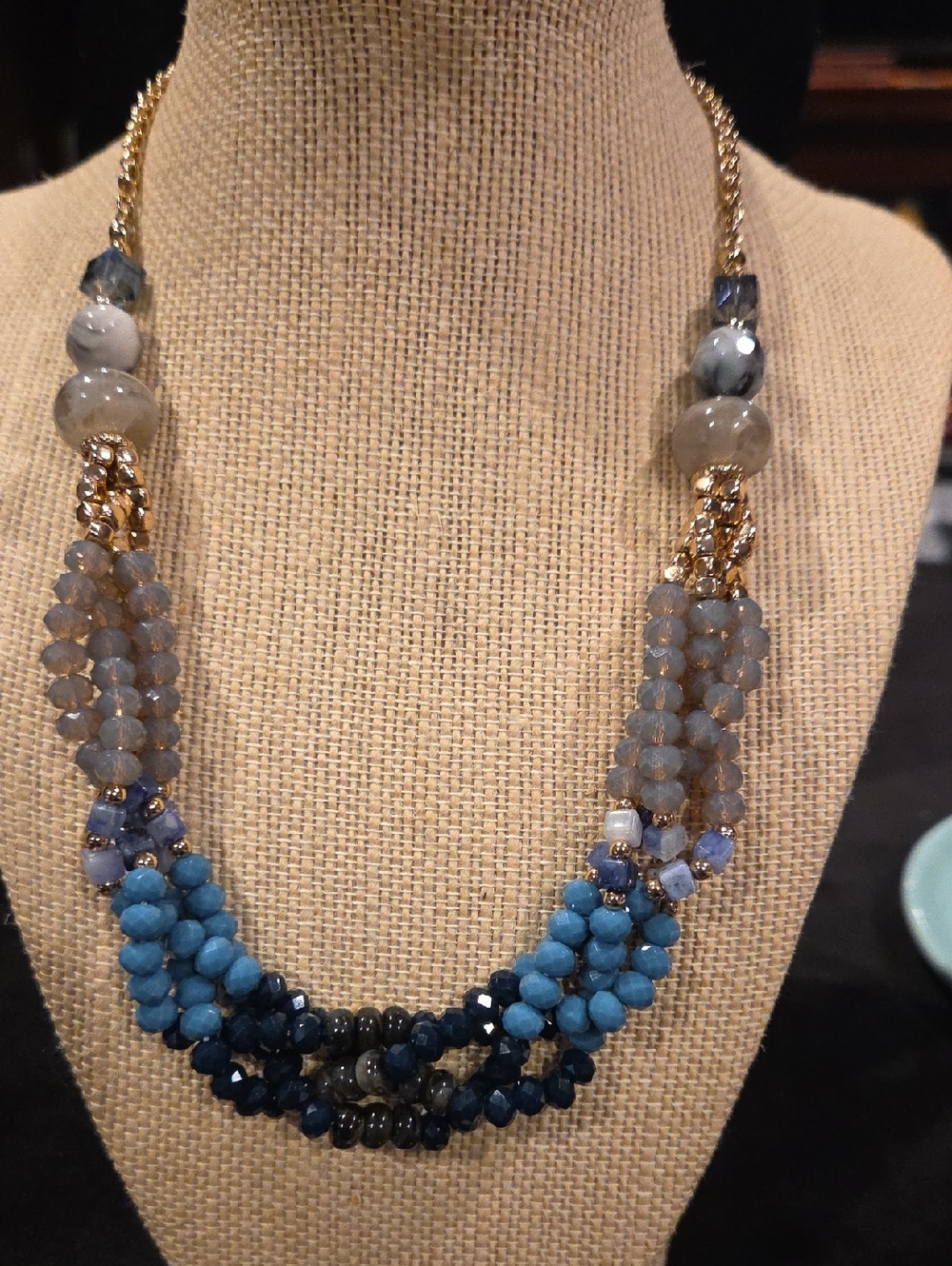 Elegant Multi-Strand Blue Beaded Necklace - Women Jewelry